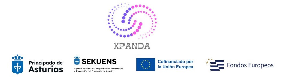 Logotipos entidades financiación XPANDA: Sekuens, Gobierno del Principado y Cofinanciado por la Unión Europea